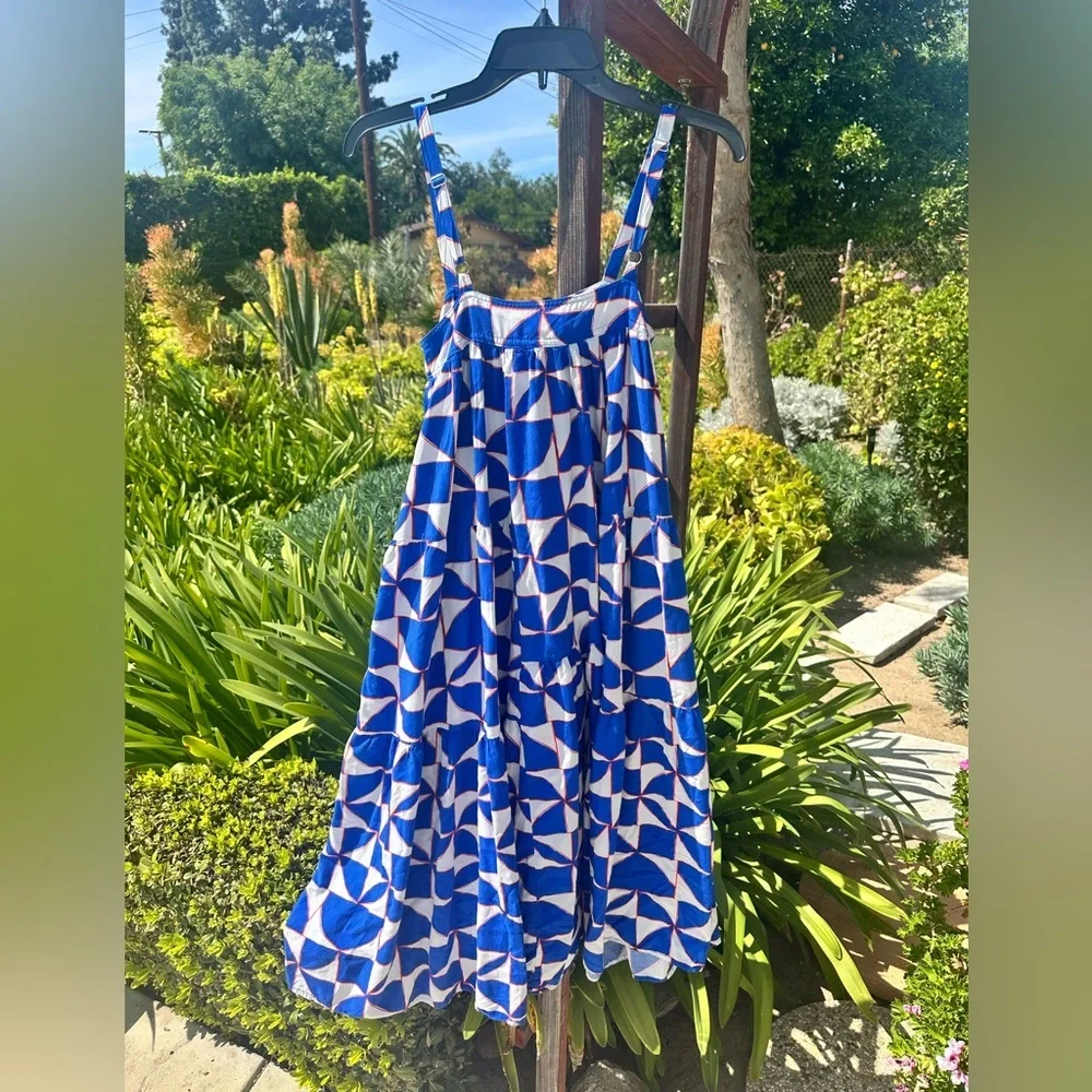 Anthropologie Abel The Label Geometric Relaxed Fit Sundress Blue Size XS